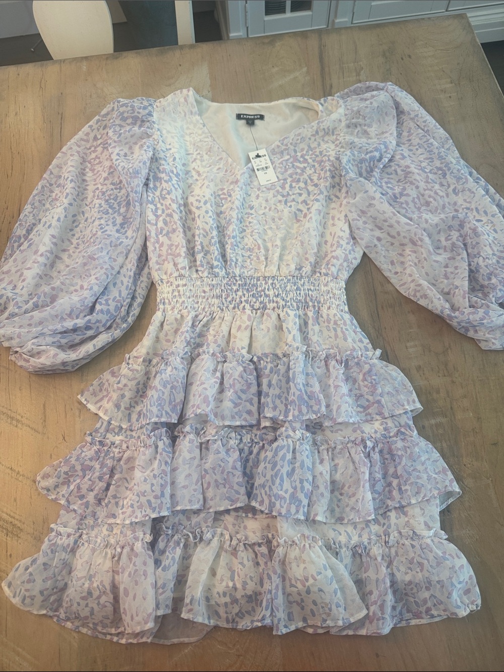 Express Lavender and Soft Pink Abstract Mini Dress
